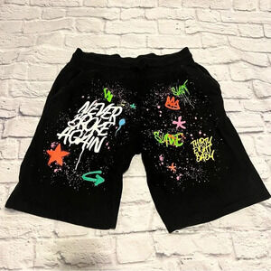 Never Broke Again Graphic Print Sweat Shorts Casual‎ Black